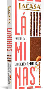 Laminas Praline Chocolate y Almendras 128g LACASA