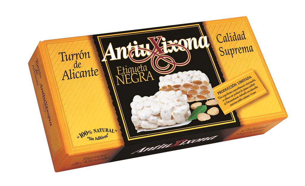 TURRON ALICANTE ETIQUETA NEGRA (64% ALMENDRA) ANTIU XIXONA 250G