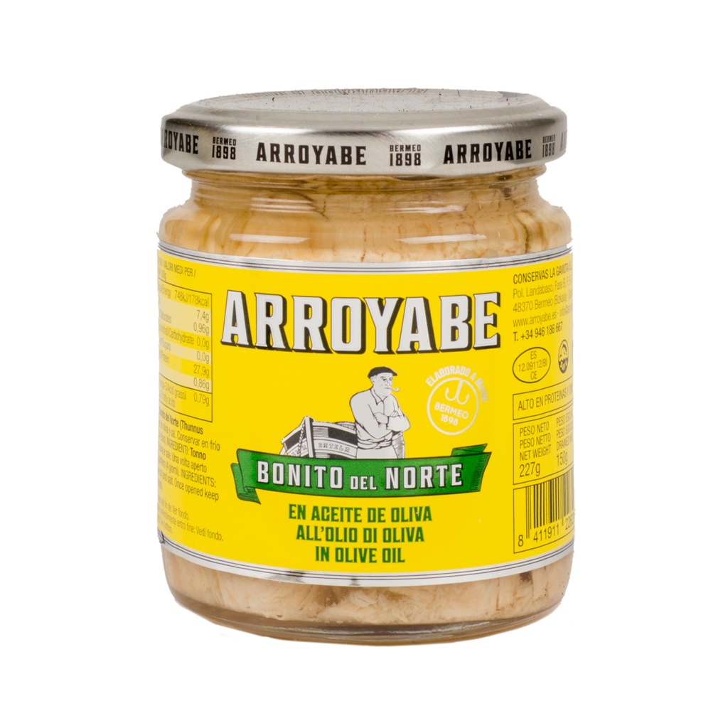 TARRO LOMOS BONITO DEL NORTE ARTESANAL EN ACEITE DE OLIVA 227G NETO ARROYABE DE BERMEO