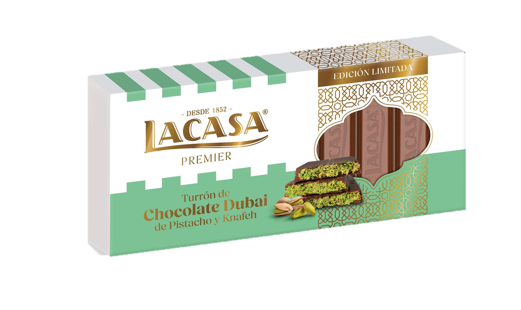 TURRON DE CHOCOLATE STILO DUBAI DE PISTACHO Y KATAIFI LA CASA 225G